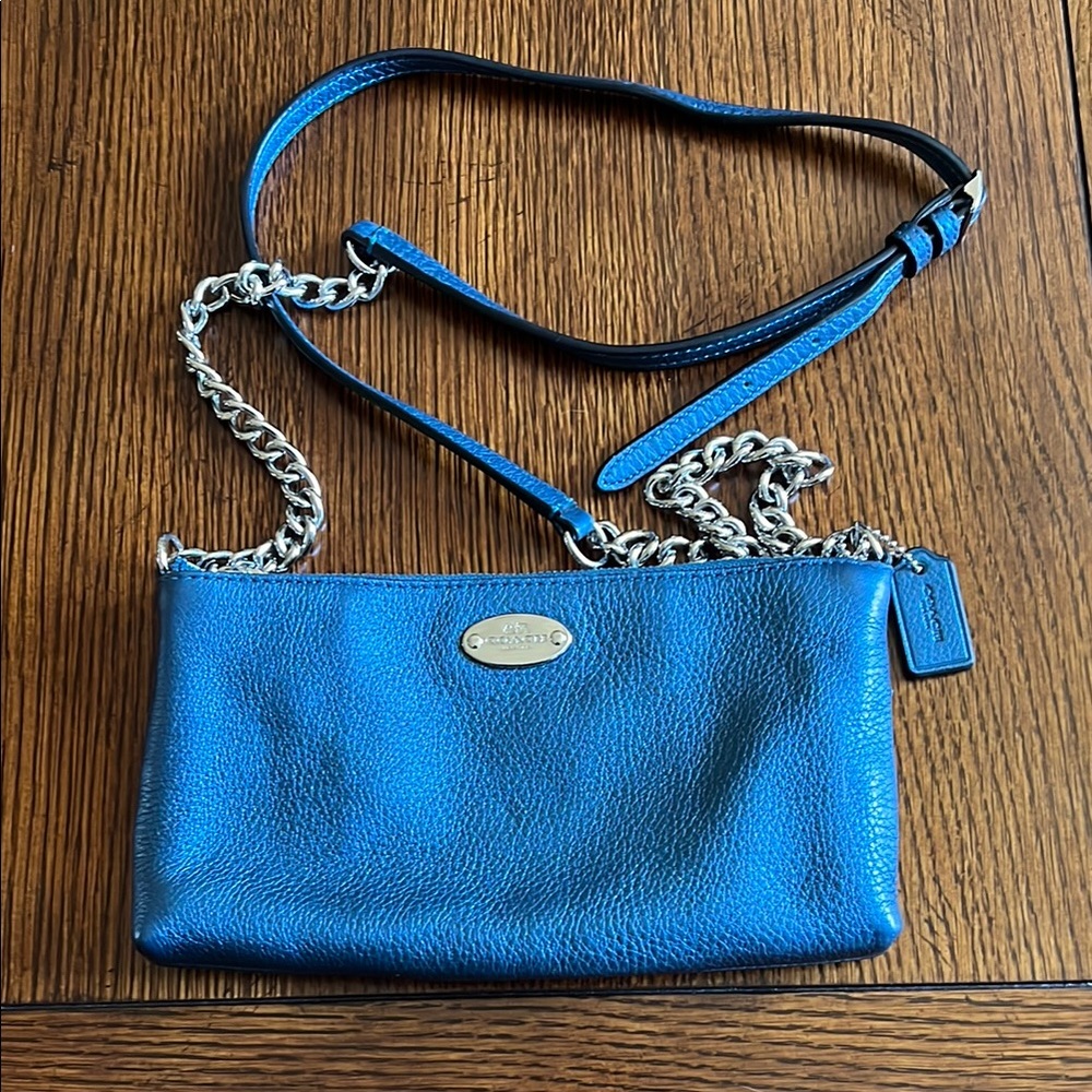 Coach Metallic Blue Quinn Crossbody